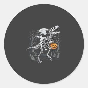 Sticker Rond Cimetière de citrouille d'Halloween de squelette d