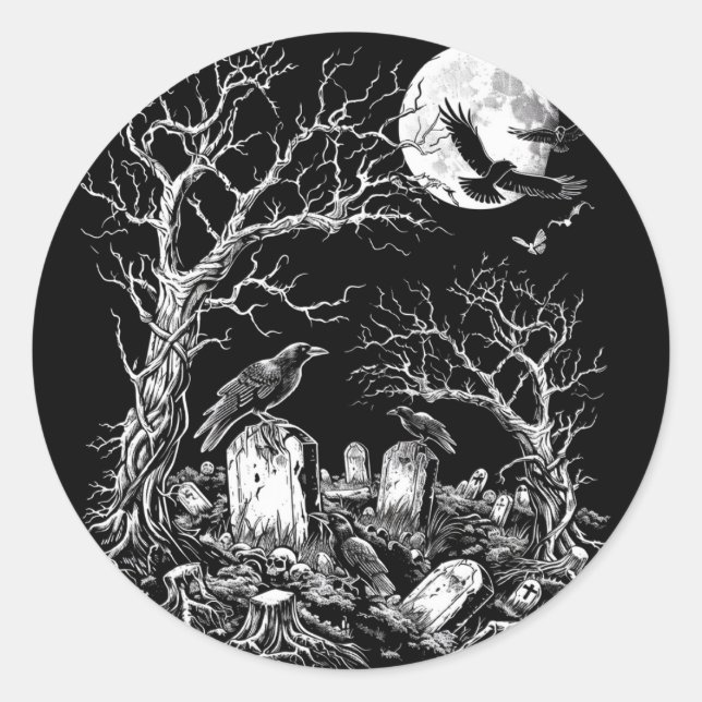 Sticker Rond Cimetière Nevermore (Devant)