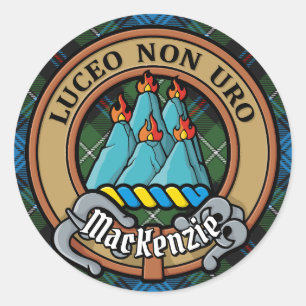 Sticker Rond Cimier du clan MacKenzie sur tartan
