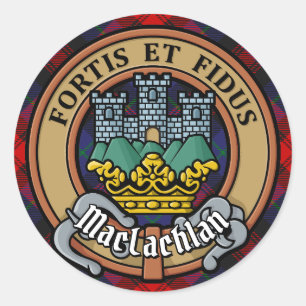 Sticker Rond Cimier du clan MacLachlan sur tartan