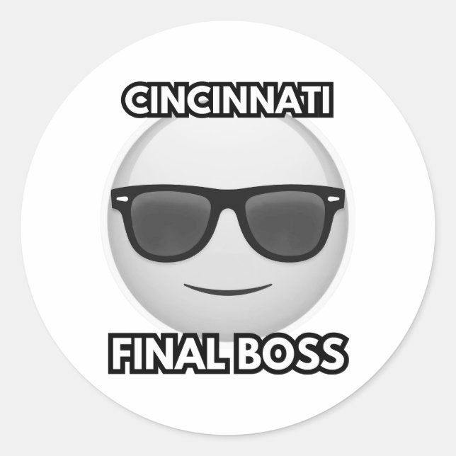 Sticker Rond Cincinnati Final Boss Cool Emoji (Devant)