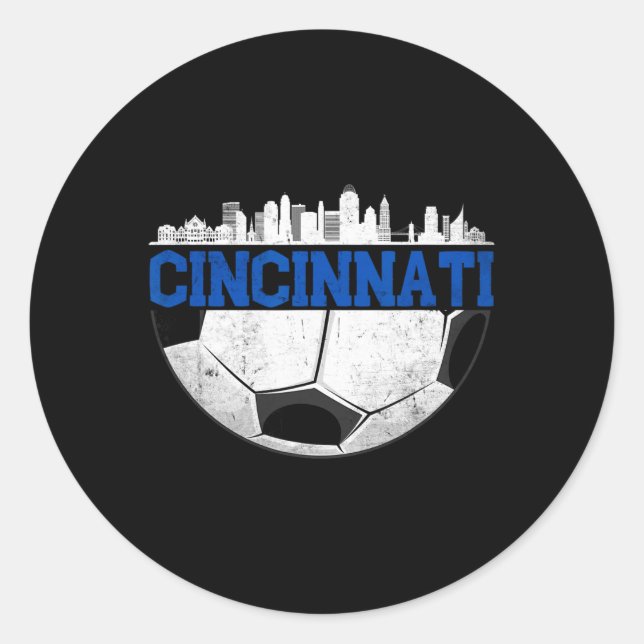 Sticker Rond Cincinnati Soccer Distressed Cincy nati  (Devant)