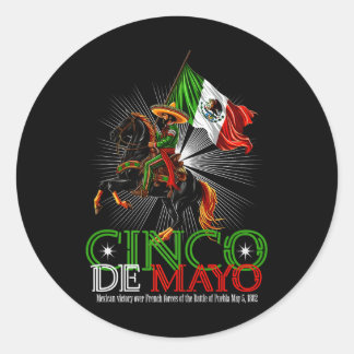 Sticker Rond Cinco De Mayo Bataille De Puebla 5 Mai 1862 Mexiqu