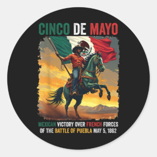 Sticker Rond Cinco De Mayo Bataille Mexicaine De Puebla Le 5 Ma