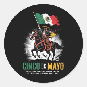 Sticker Rond Cinco De Mayo Bataille mexicaine Puebla 1862 Anniv