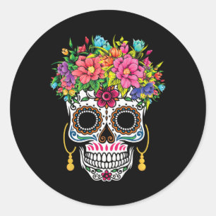 Sticker Rond Cinco De Mayo Crâne à sucre Dia De Los Muertos Jou