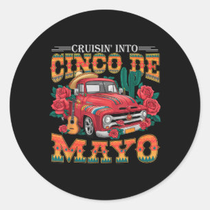 Sticker Rond Cinco De Mayo Cruise Mexique Mexicaine Fiesta Cinc