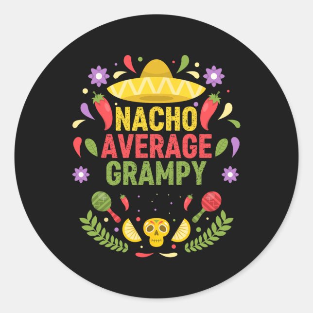 Sticker Rond Cinco De Mayo Drôle Nacho Moyen Papi  (Devant)