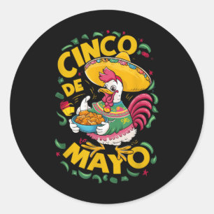 Sticker Rond Cinco De Mayo Drôle Poulet Mexicain