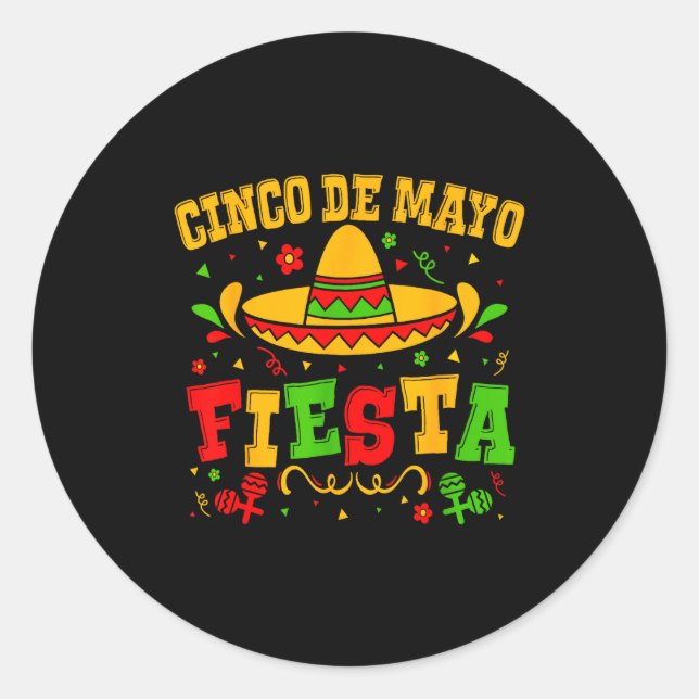 Sticker Rond Cinco De Mayo Faisons la Fête Équipe Drôle de Mexi (Devant)