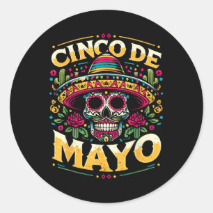 Sticker Rond Cinco De Mayo Fiesta Amusant Famille Match 5 De Ma