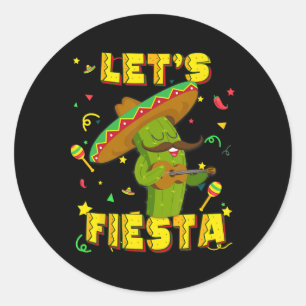 Sticker Rond Cinco De Mayo Fiesta Cactus Chapeau Sombrero Gif