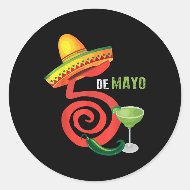 Sticker Rond Cinco De Mayo Fiesta Design Camisa 5 De Mayo Viva (Devant)