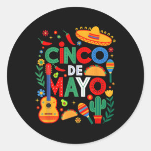 Sticker Rond Cinco De Mayo Fiesta Famille Mexicaine Matching Me