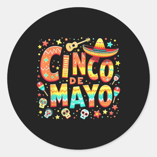 Sticker Rond Cinco De Mayo Fiesta Mexicaine (Devant)