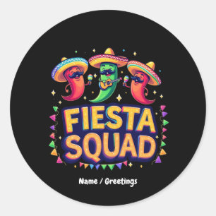 Sticker Rond Cinco de Mayo Fiesta Squad Famille Mexicaine Party