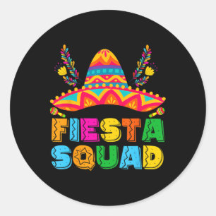 Sticker Rond Cinco De Mayo Fiesta Squad Parti Mexicain Cinco De