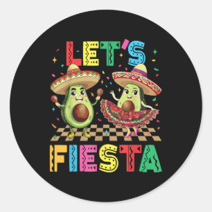 Sticker Rond Cinco De Mayo Lets Fiesta Mexicaine Drôle Avocado