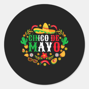 Sticker Rond Cinco De Mayo Lets Fiesta Squad 5 De Mayo Mexique