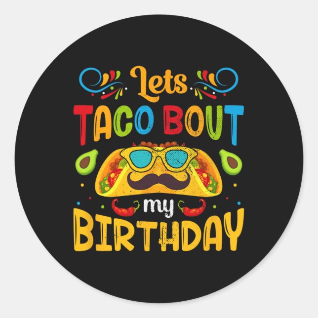 Sticker Rond Cinco De Mayo Lets Taco Sur Mon Anniversaire Mexic (Devant)