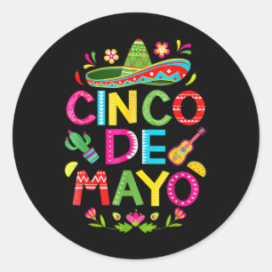 Sticker Rond Cinco De Mayo Mexicain Taco Funny 5 De Mayo Lit Wi