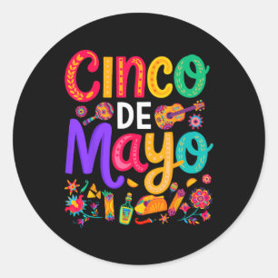 Sticker Rond Cinco De Mayo Mexicain Taco Funny 5 De Mayo Lit Wi