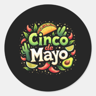 Sticker Rond Cinco De Mayo Mexicaine Fiesta 5 De Mayo