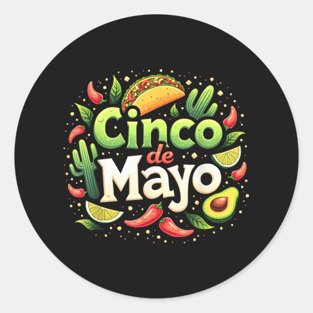 Sticker Rond Cinco De Mayo Mexicaine Fiesta 5 De Mayo (Devant)