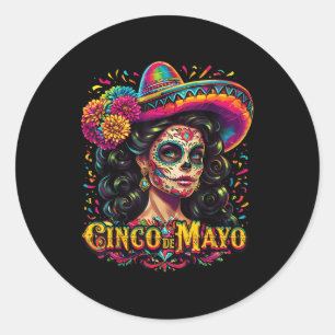 Sticker Rond Cinco De Mayo Mexicaine Fiesta 5 De Mayo Femme
