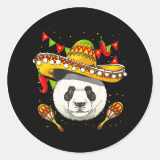Sticker Rond Cinco de Mayo Panda Amoureux mexicain Sombrero Pan