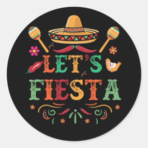 Sticker Rond Cinco De Mayo Party Lets Fiesta Mexicaine