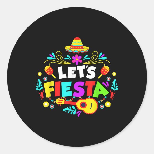 Sticker Rond Cinco De Mayo Party Lets Fiesta Mexicaine (Devant)