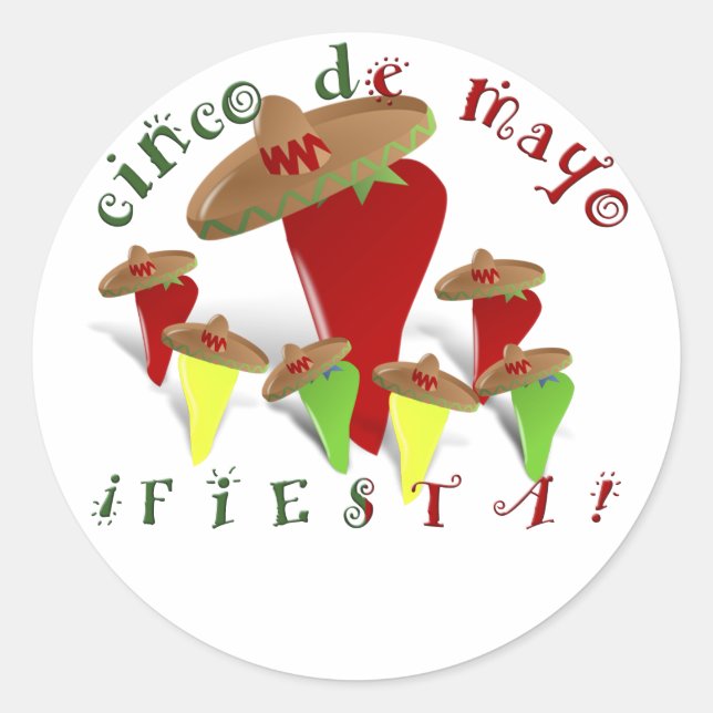 Sticker Rond Cinco De Mayo Peppers Dansants (Devant)