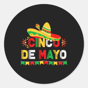 Sticker Rond Cinco De Mayo Sombrero Festival Mexicain