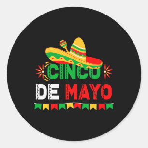 Sticker Rond Cinco De Mayo Sombrero Mexican Festival Party 2