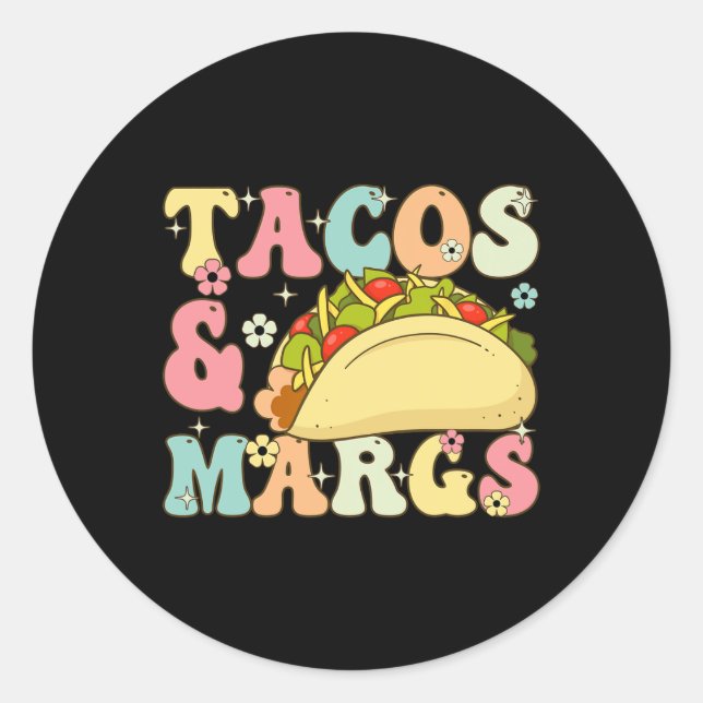 Sticker Rond Cinco De Mayo Taco Et Margaritas Lover Super Tac (Devant)
