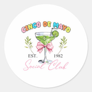 Sticker Rond Cinco De Mayo Tequila Coquette Social Club Mexicai