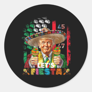 Sticker Rond Cinco De Mayo Trump Taco Drôle Mexicain Trump Allo