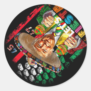 Sticker Rond Cinco De Mayo Trump Taco Funny Trump mexicain Trum