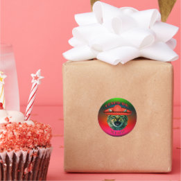 Sticker Rond Cinco De Meow Grey Cat Cinco De Mayo Mexique