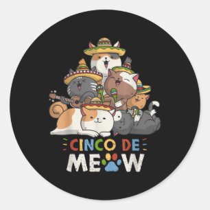 Sticker Rond Cinco De Meow Mariachi Amoureux des chats Cinco De