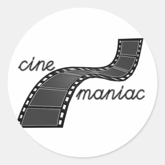 Sticker Rond Cinemaniac avec bande de film (Devant)