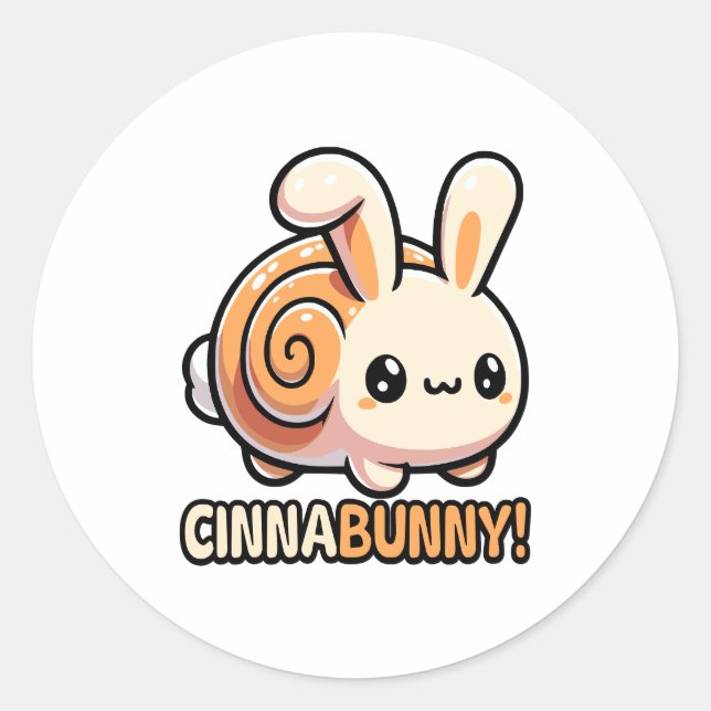 Sticker Rond Cinnabunny ! Cute Cannelle Roulette Bunny Pun (Devant)