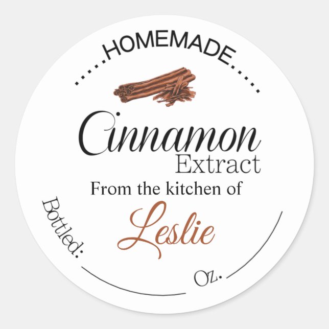 Sticker Rond Cinnamon Extrait étiquettes, extraits faits maison (Devant)