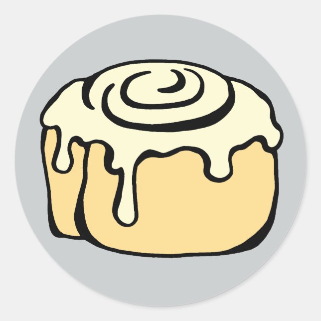 Sticker Rond Cinnamon Roll Honey Bun Dessin Design Gris (Devant)