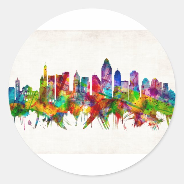 Sticker Rond Cinnati Ohio Skyline (Devant)