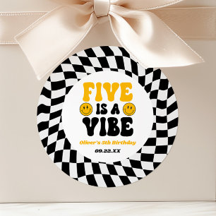 Sticker Rond Cinq Est Une Vibes Rétro Cinquième 5ème Fête D'ann