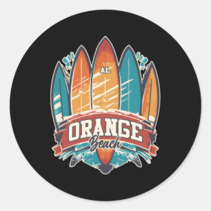 Sticker Rond Cinq Surfboards Orange Beach Al