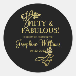 Sticker Rond Cinquante et fabuleux fête d'anniversaire