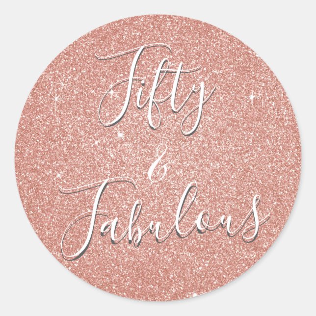 Sticker Rond Cinquante et fabuleux Rose Gold Blush Parties scin (Devant)